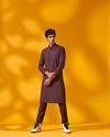 Marsala Red Iron Man Kurta Set image number 6