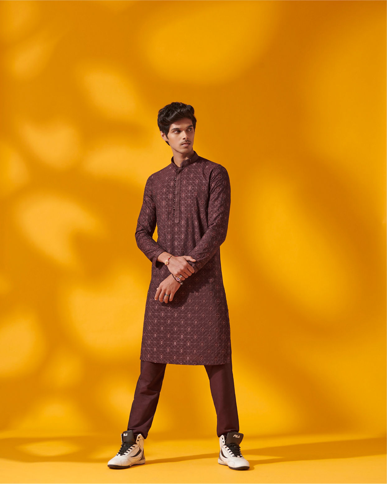 alt message - Manyavar Men Marsala Red Iron Man Kurta Set image number 6