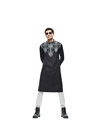 Manyavar Men Charcoal Black Panther Motif Kurta Set