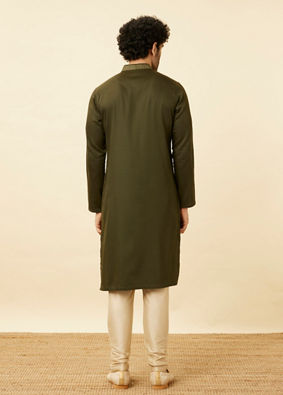 alt message - Manyavar Men Olive Green Wakanda Kurta Set image number 5