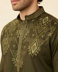 Manyavar Men Olive Green Wakanda Kurta Set