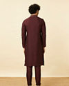 Manyavar Men Marsala Red Black Panther Kurta Set image number 4