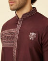 Manyavar Men Marsala Red Black Panther Kurta Set image number 1