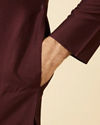 Manyavar Men Marsala Red Black Panther Kurta Set