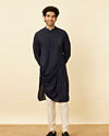 alt message - Manyavar Men Stone Blue Black Panther Kurta Set image number 2