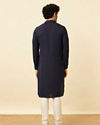 Manyavar Men Stone Blue Black Panther Kurta Set