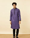 Manyavar Men Purple Black Panther Kurta Set