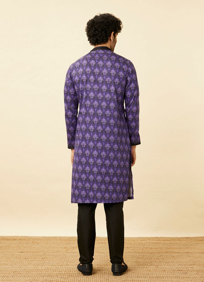 alt message - Manyavar Men Purple Black Panther Kurta Set image number 4