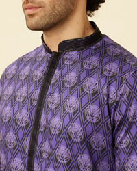 Manyavar Men Purple Black Panther Kurta Set