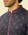 alt message - Manyavar Men Violet Black Panther Kurta Set image number 1