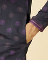 alt message - Manyavar Men Violet Black Panther Kurta Set image number 3