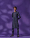 Manyavar Men Violet Black Panther Kurta Set