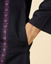 Manyavar Men Deep Blue Collared Black Panther Kurta Set
