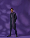 Deep Blue Collared Black Panther Kurta Set image number 5