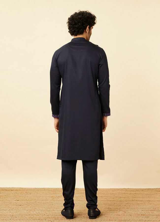 Manyavar Men Violet Blue Wakanda Kurta Set image number 4