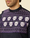 Manyavar Men Violet Blue Wakanda Kurta Set