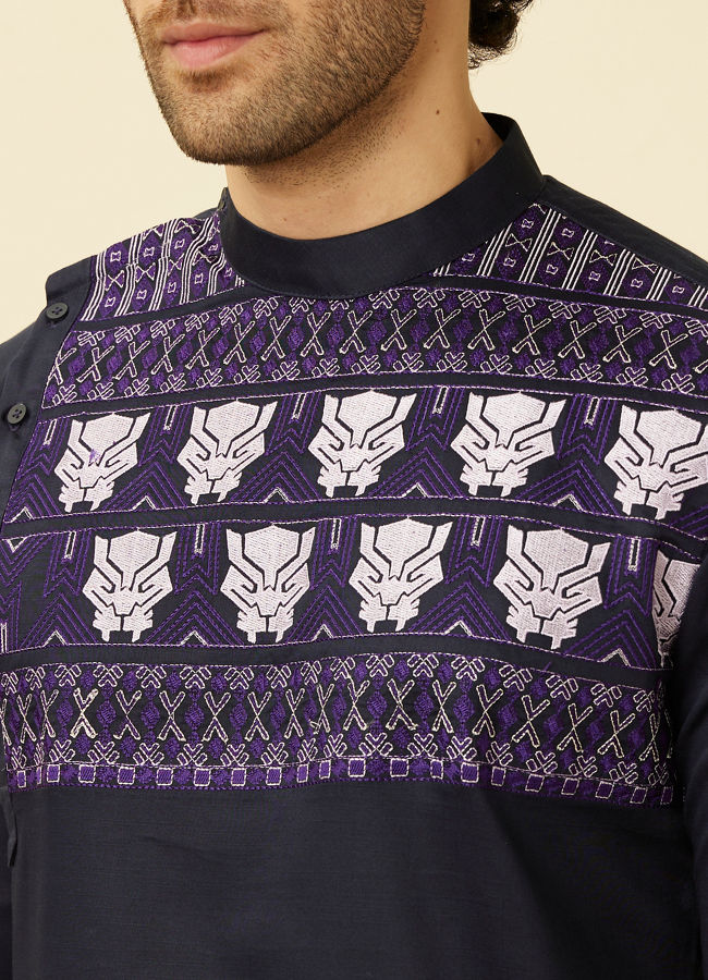 Manyavar Men Violet Blue Wakanda Kurta Set