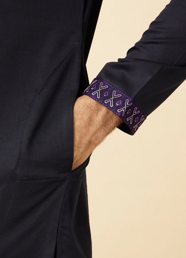 Manyavar Men Violet Blue Wakanda Kurta Set