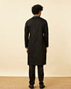 alt message - Manyavar Men Charcoal Black Panther Patchwork Kurta Set image number 5