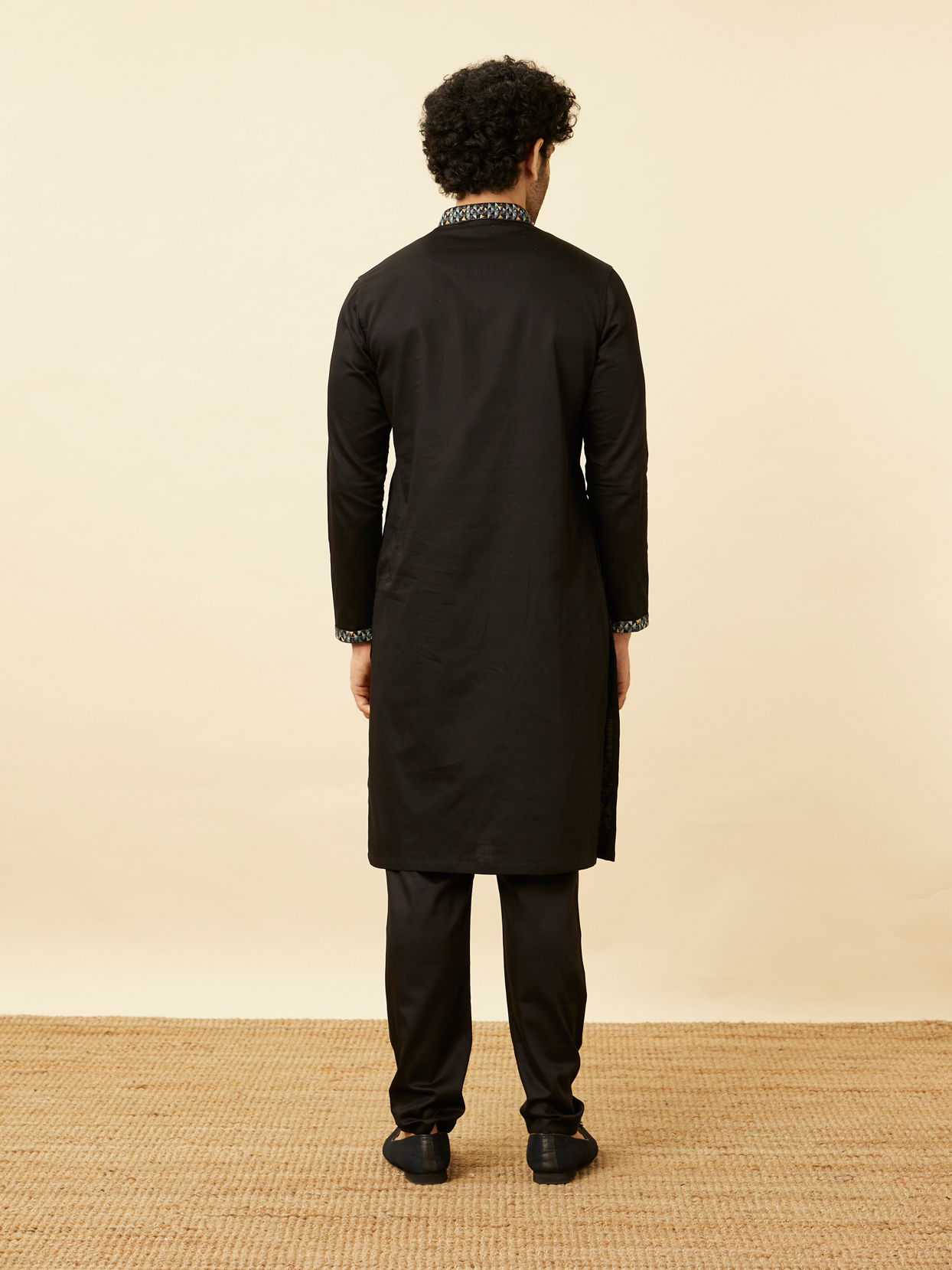 Charcoal Black Panther Patchwork Kurta Set image number 5