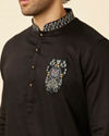 Manyavar Men Charcoal Black Panther Patchwork Kurta Set