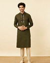 Manyavar Men Olive Green Wakandan Kurta Set