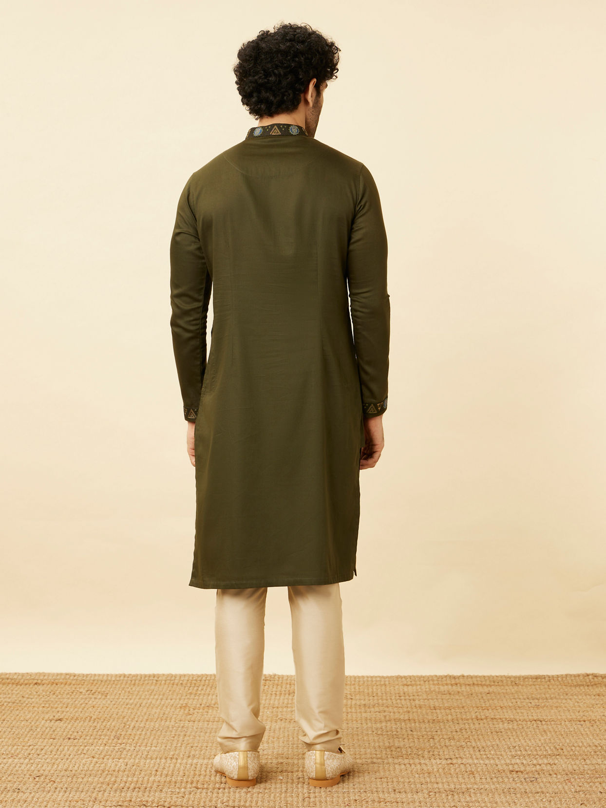 Manyavar Men Olive Green Wakandan Kurta Set