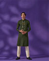 Manyavar Men Olive Green Wakandan Kurta Set