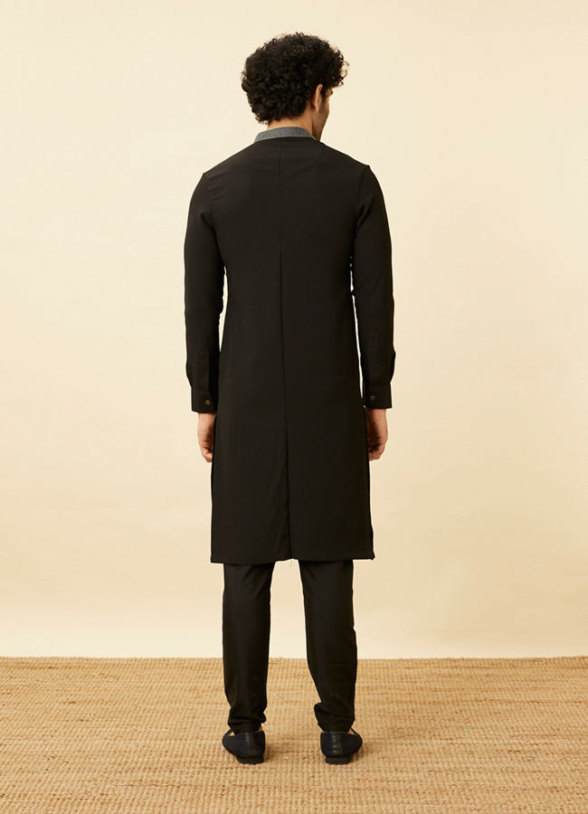 Manyavar Men Midnight Black Marvel Kurta Set