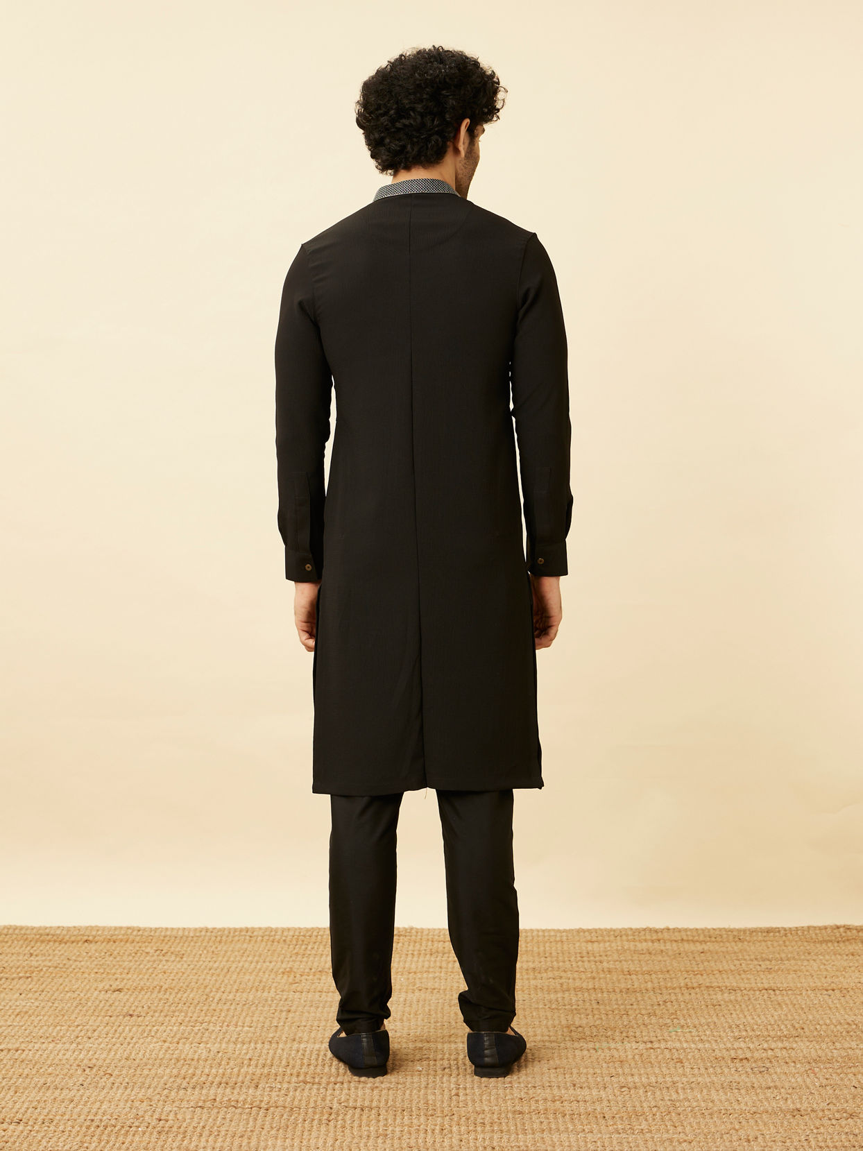 Manyavar Men Midnight Black Marvel Kurta Set