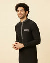 Manyavar Men Midnight Black Marvel Kurta Set image number 0