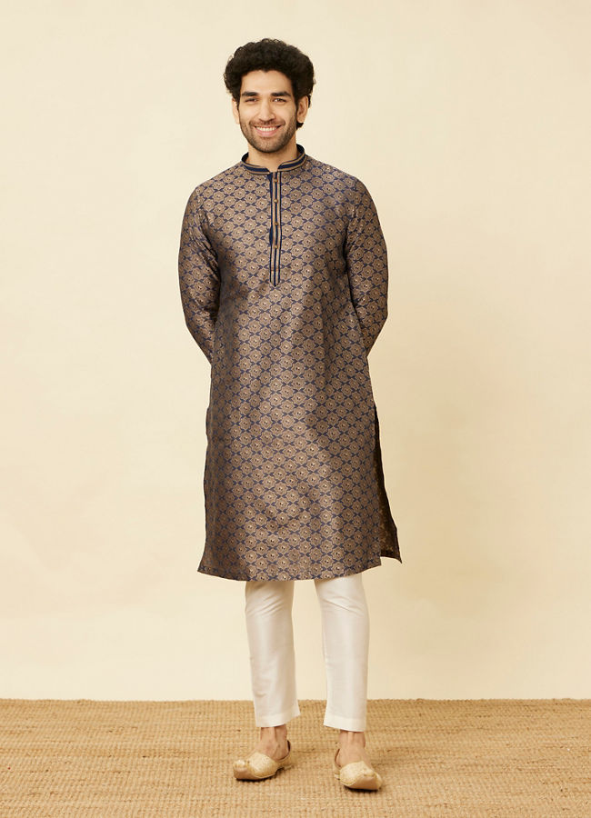 Manyavar Men Midnight Sapphire Thor Kurta Set image number 2