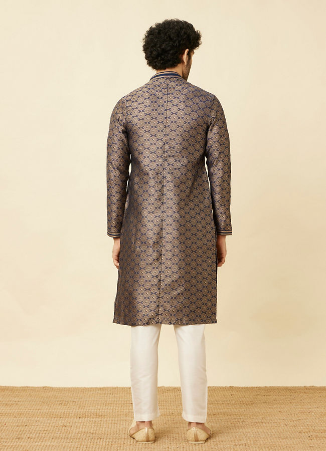 Manyavar Men Midnight Sapphire Thor Kurta Set image number 4