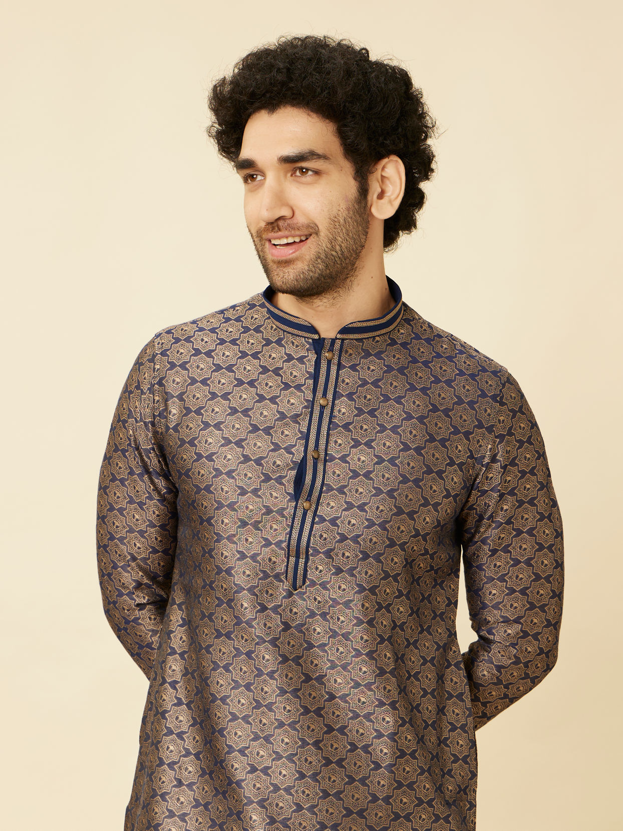 Manyavar Men Midnight Sapphire Thor Kurta Set image number 0