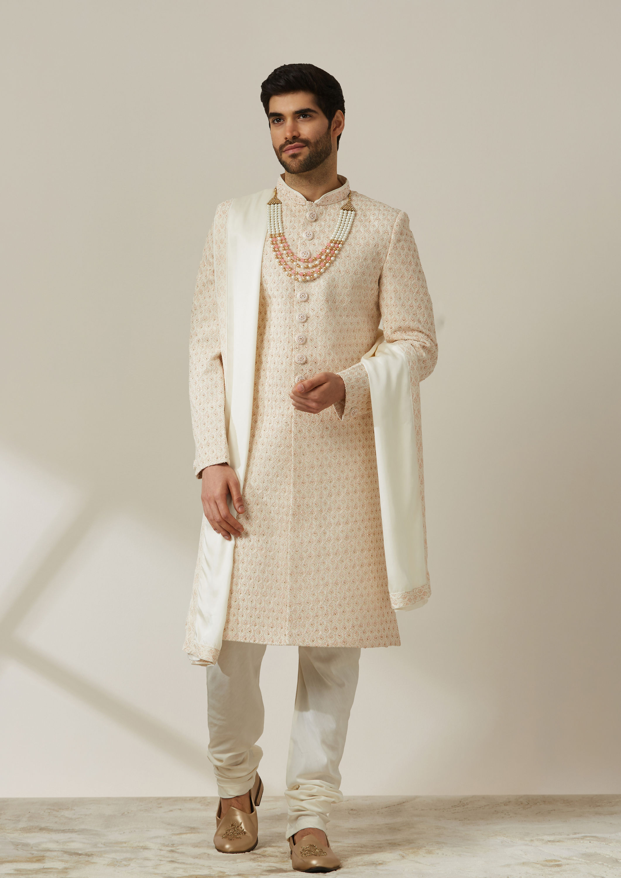 Twamev Men Sublime Cream Sherwani Set