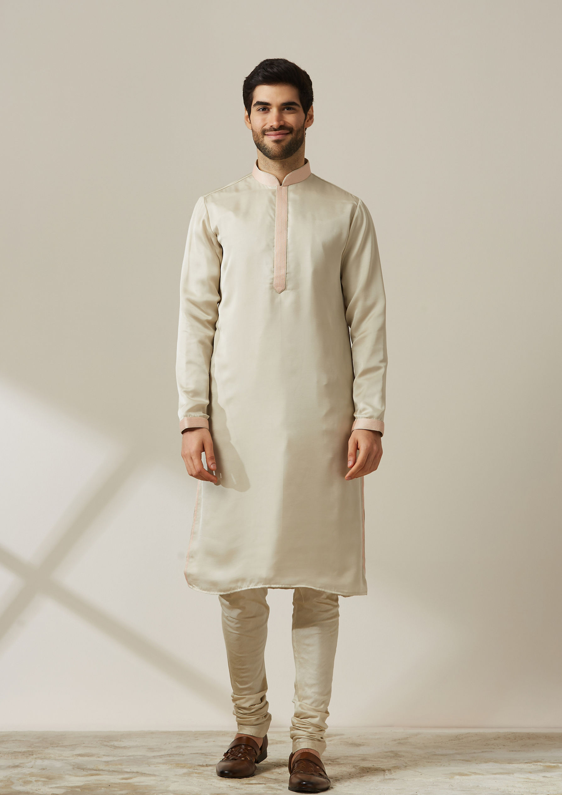 Twamev Men Pista Patterned Kurta Jacket Set