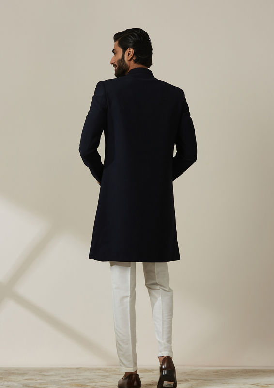 Twamev Men Midnight Blue with Regal Dupatta Indo Western Set