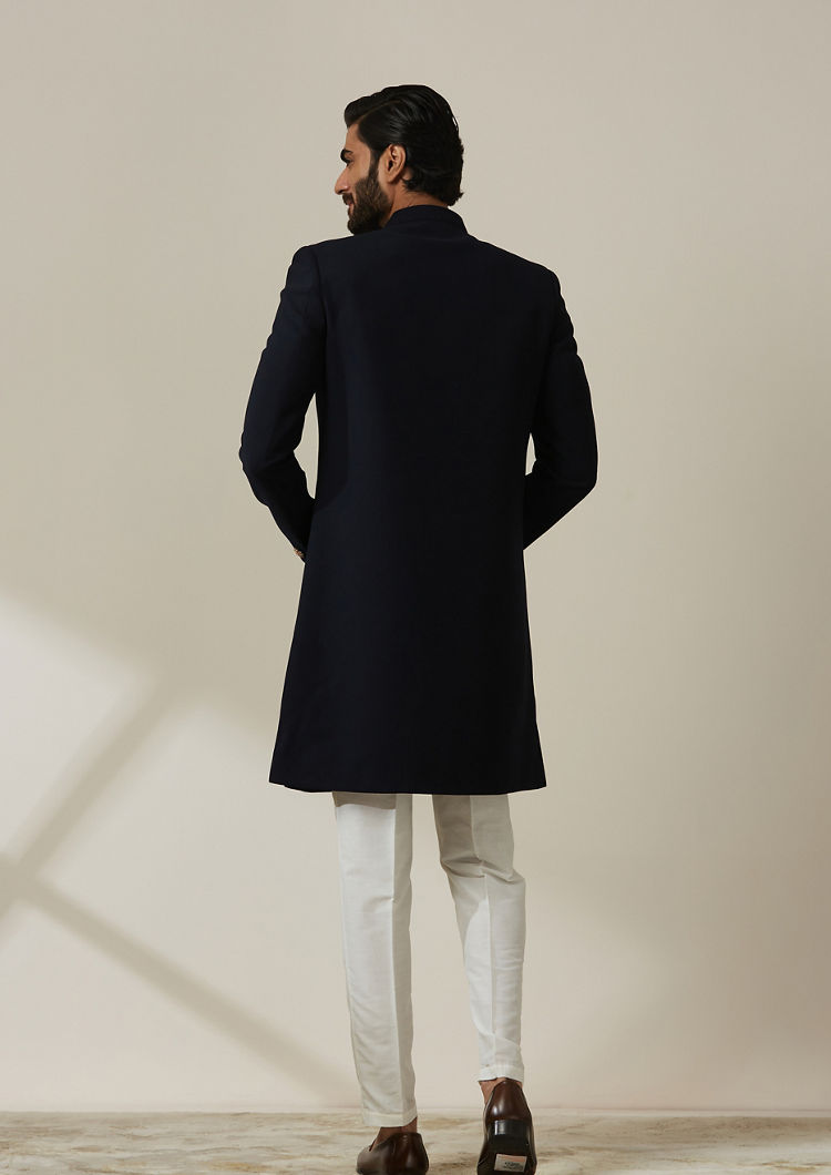 Twamev Men Midnight Blue with Regal Dupatta Indo Western Set