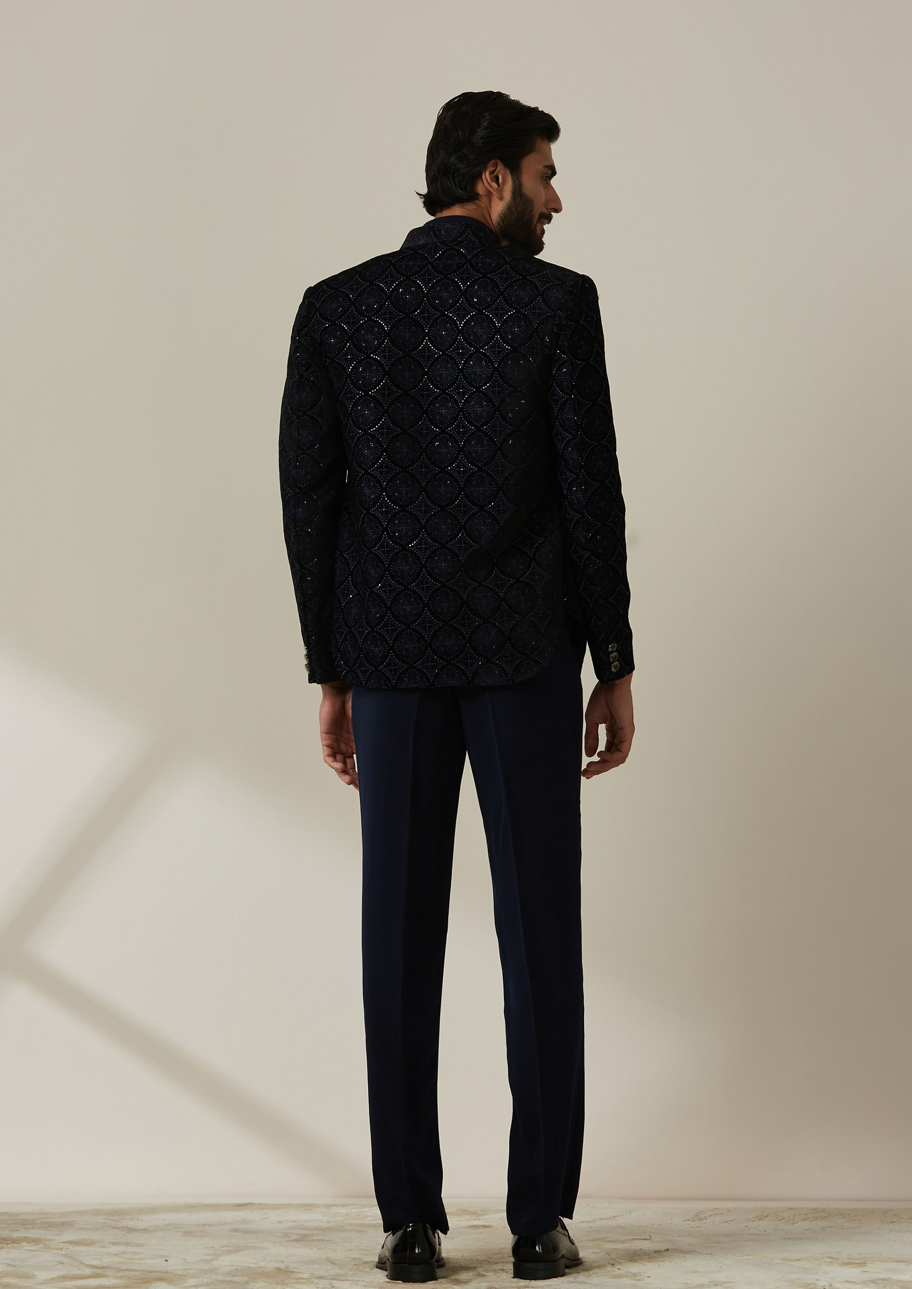 Twamev Men Sapphire Blue Indo Western Set