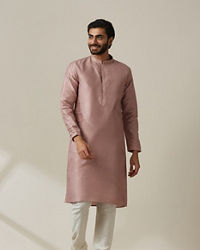 Twamev Men Mauve Pink Kurta Jacket Set