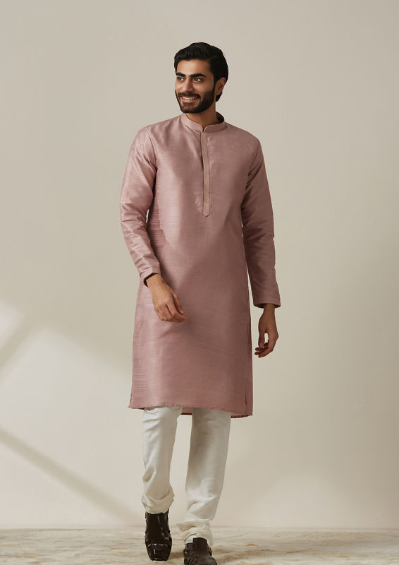 Twamev Men Mauve Pink Kurta Jacket Set image number 1