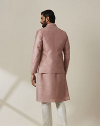 Twamev Men Mauve Pink Kurta Jacket Set