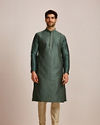 alt message - Manyavar Men Bottle Green Kurta Set  image number 1