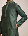 Manyavar Men Bottle Green Kurta Set 