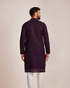 alt message - Manyavar Men Purple Georgette Kurta Set image number 4