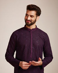 Manyavar Men Purple Georgette Kurta Set