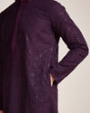 alt message - Manyavar Men Purple Georgette Kurta Set image number 2