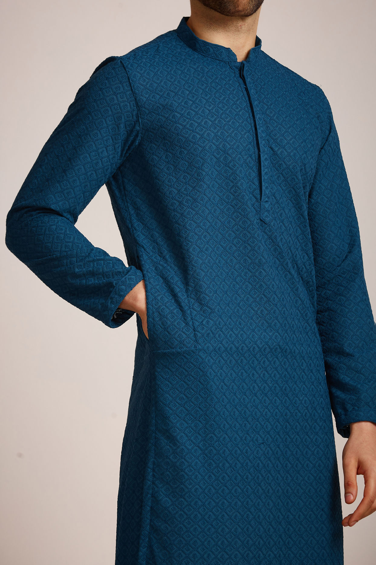 Manyavar Men Feroze Blue Kurta Set