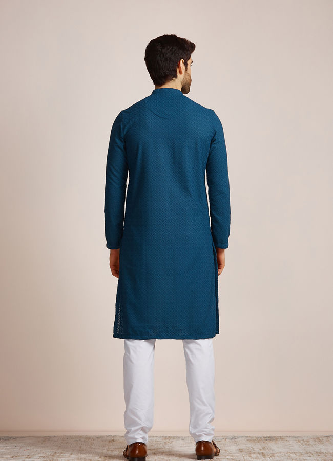 Manyavar Men Feroze Blue Kurta Set