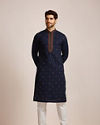 Manyavar Men Dark Blue Kurta Set